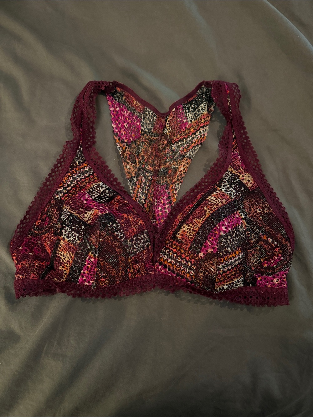 Victoria's Secret Burgundy Multi-Color Lace Racerback Bralette